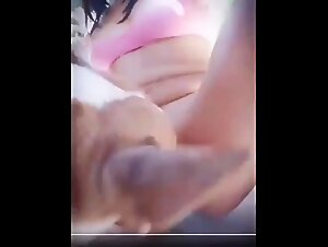 Dog licks good her pussy hidden