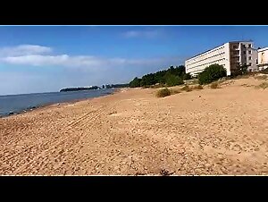 Sonya and Dog on Beach