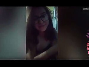 Nerdy Girl has fun with dog on livestream