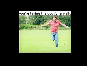 taking the dog for a walk